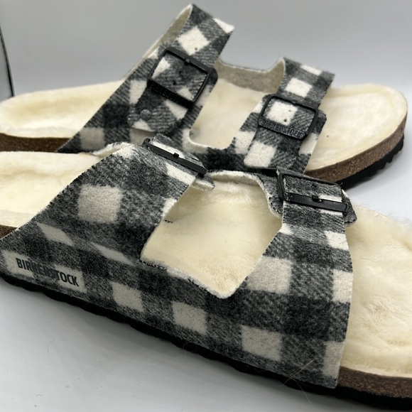 NWOT Arizona Plaid Genuine Shearling Slide Sandal Men Size 13-13.5US/46EU - Picture 6 of 6
